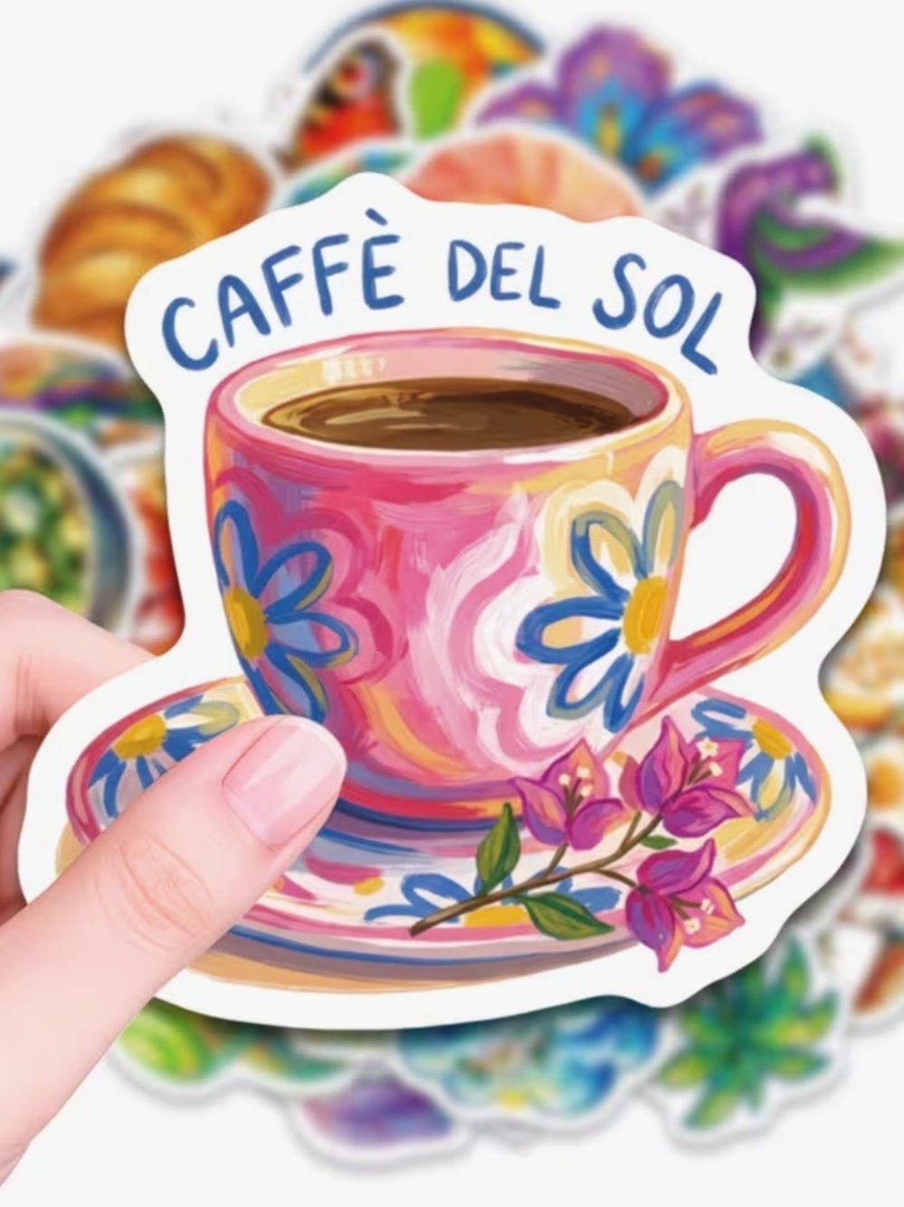 50 Mediterranean Bright Color Stickers Food Animals Coffee Tourist Travel